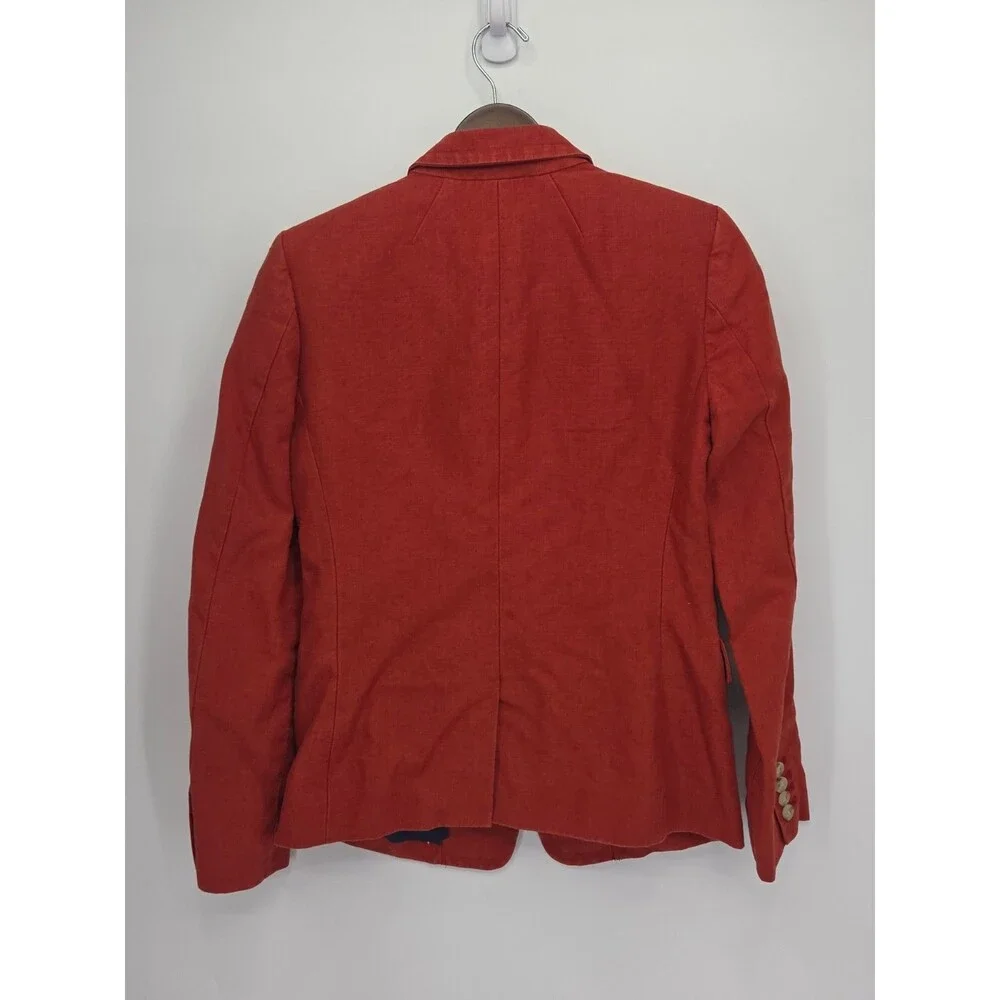 J. Crew Womens Regent Blazer Jacket One Button Rust Red Orange Linen Size 2
